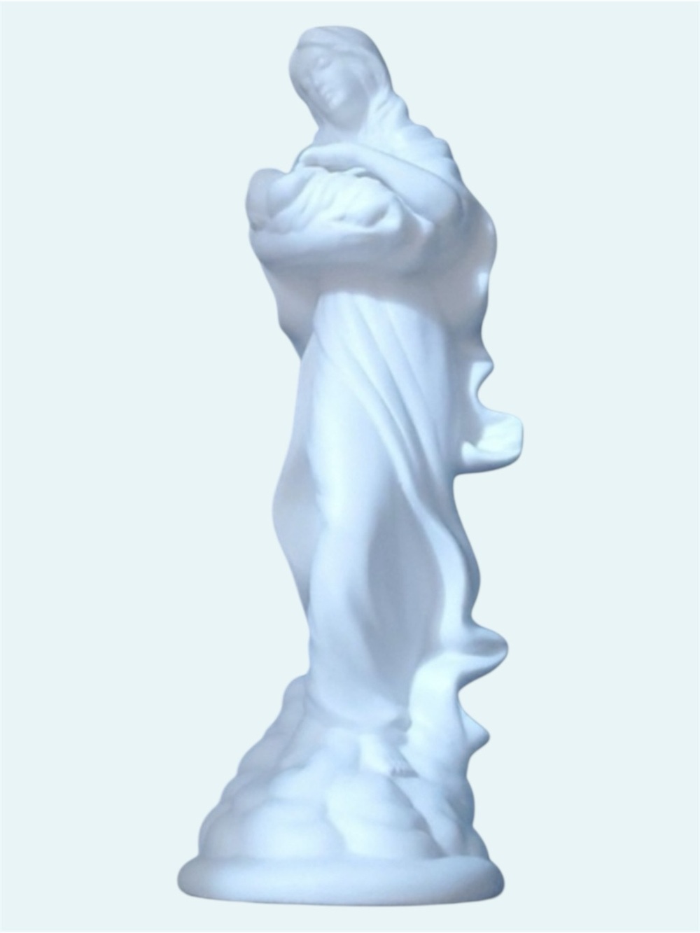 Teleflora sculpture home about 11" x 4" white Mother Mary with child art Madonna